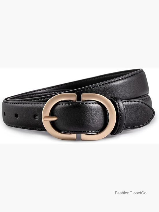 Genuine Leather Belt with Gold Oval Buckle, Women\'s Casual Waist Belt, 1.1 Inch main image 4